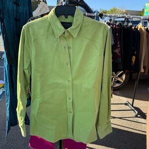 Lime Green Women's Suede Button Down Shirt
